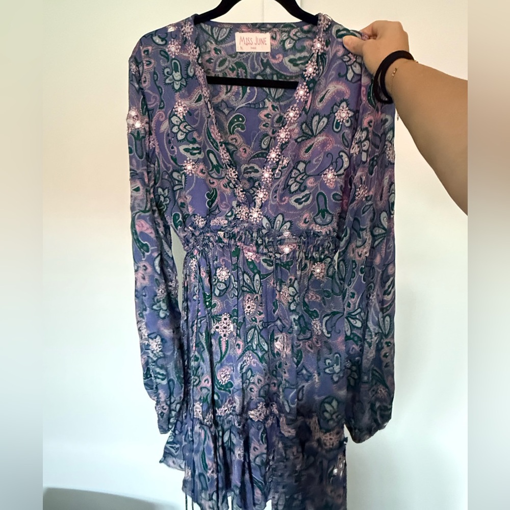 Miss June Purple Paisley Floral Dress